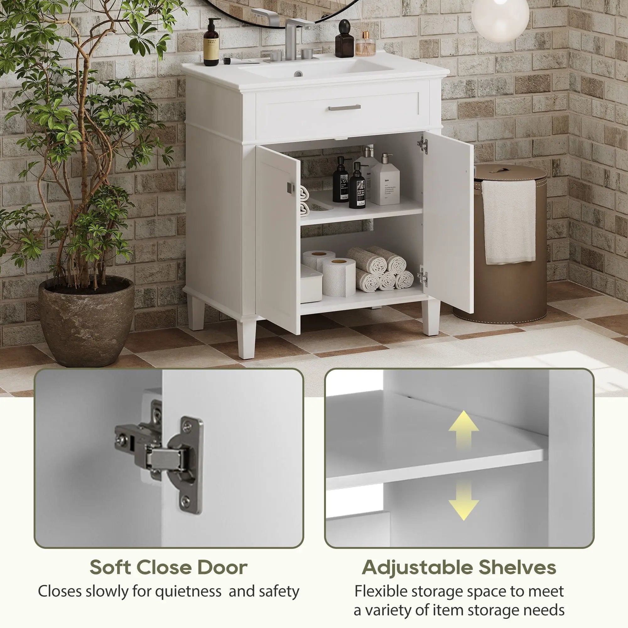 Bathroom Vanity With Ceramic Basin, Soft Close Door And Adjustable Shelves by Unique Piece Furniture