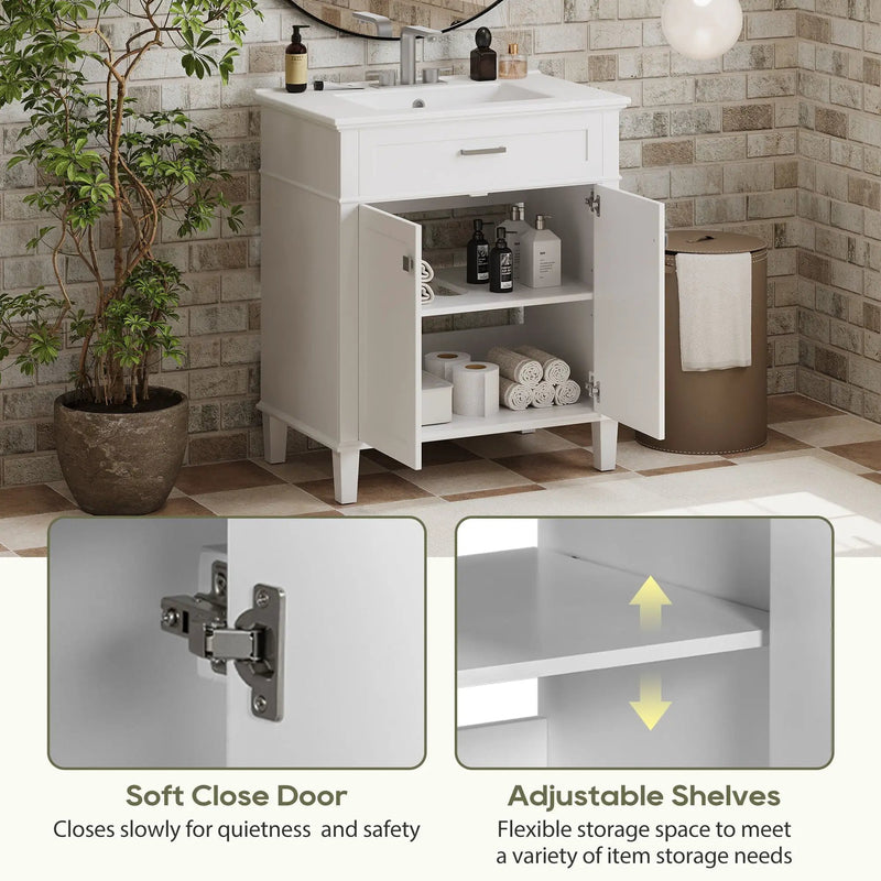 Bathroom Vanity With Ceramic Basin, Soft Close Door And Adjustable Shelves by Unique Piece Furniture