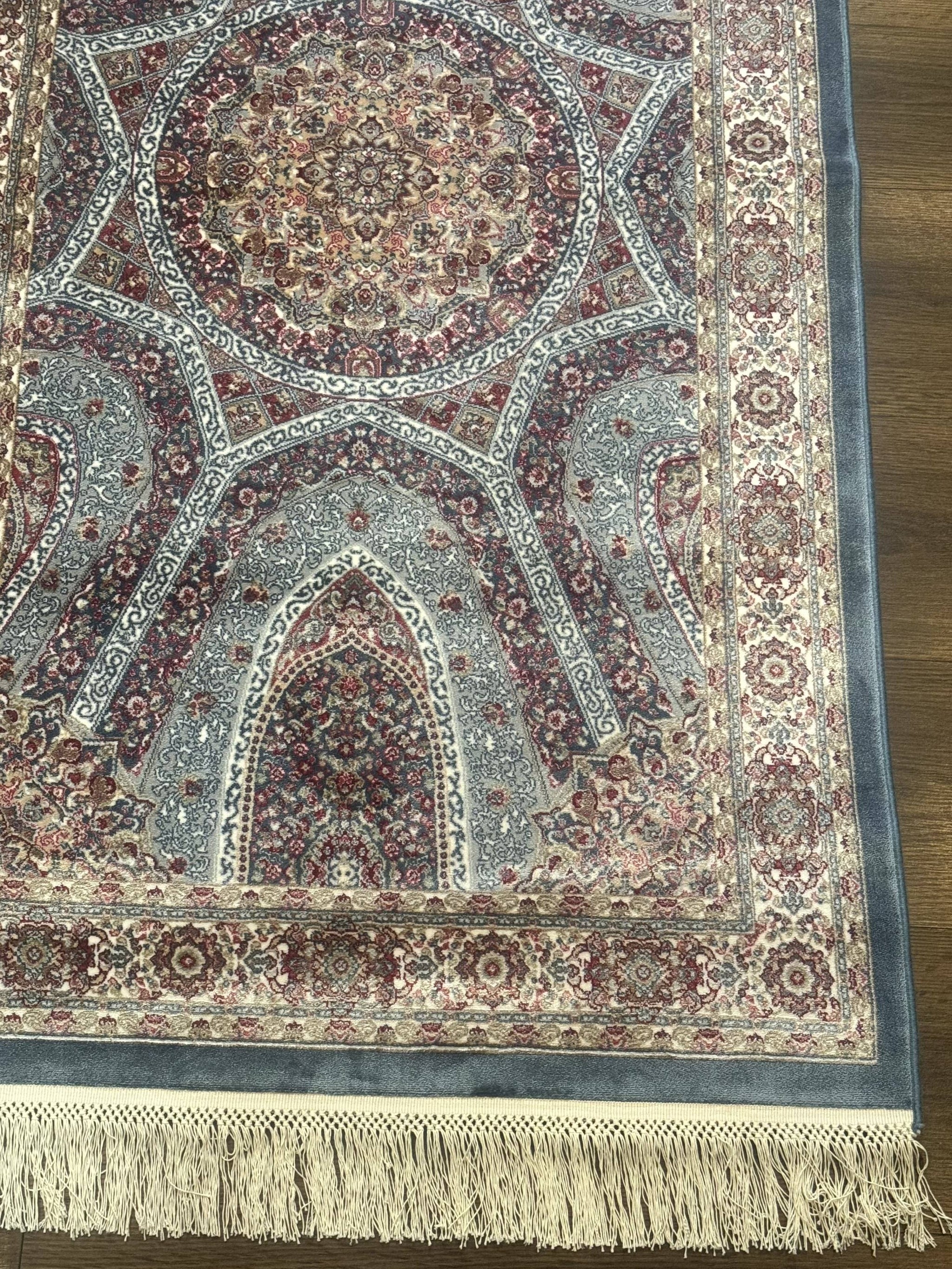 Turkish Silk Runner Rug 2.6 x 10, Light Blue Carpet, Bamboo Silk, New by Jewel Rugs