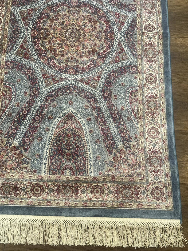 Turkish Silk Runner Rug 2.6 x 10, Light Blue Carpet, Bamboo Silk, New by Jewel Rugs