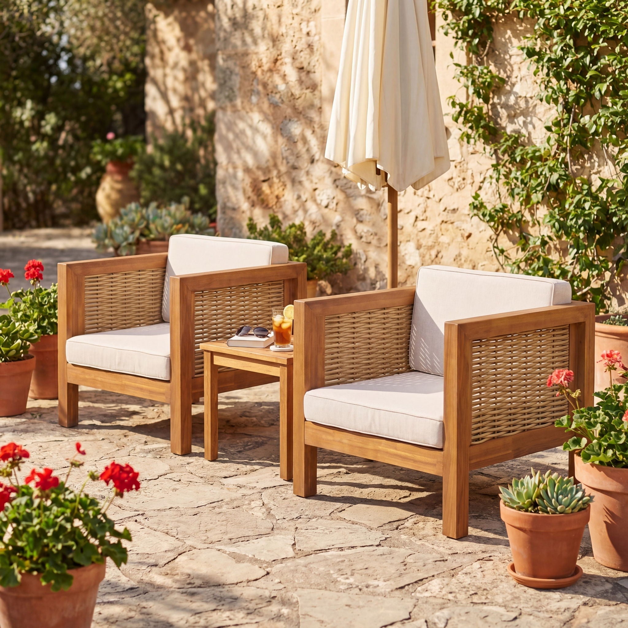 Outdoor Club Chair With Wicker Armrest by HouseOfZazla