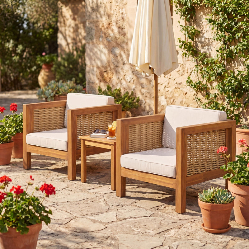 Outdoor Club Chair With Wicker Armrest by HouseOfZazla
