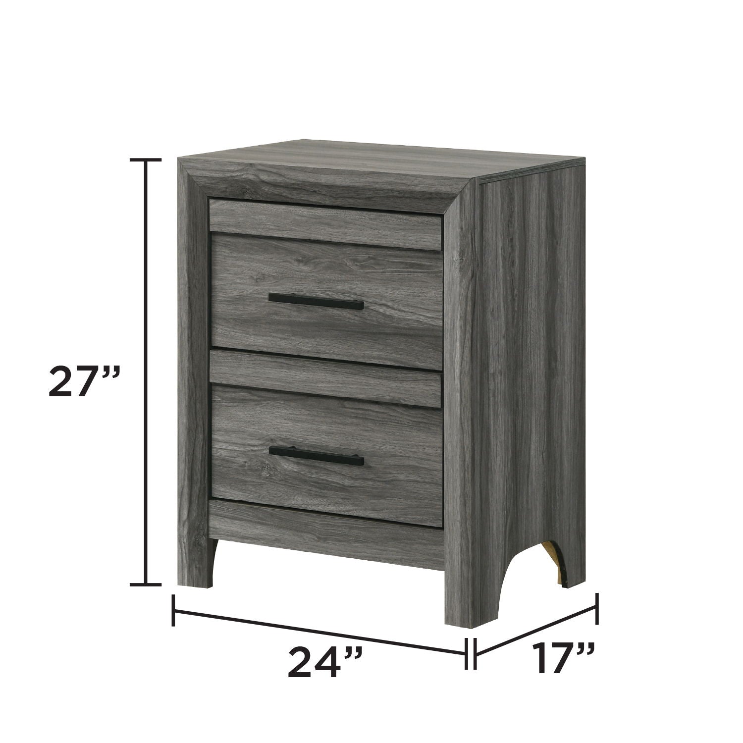 Denver - 2 Drawer Nightstand - Gray by HouseOfZazla
