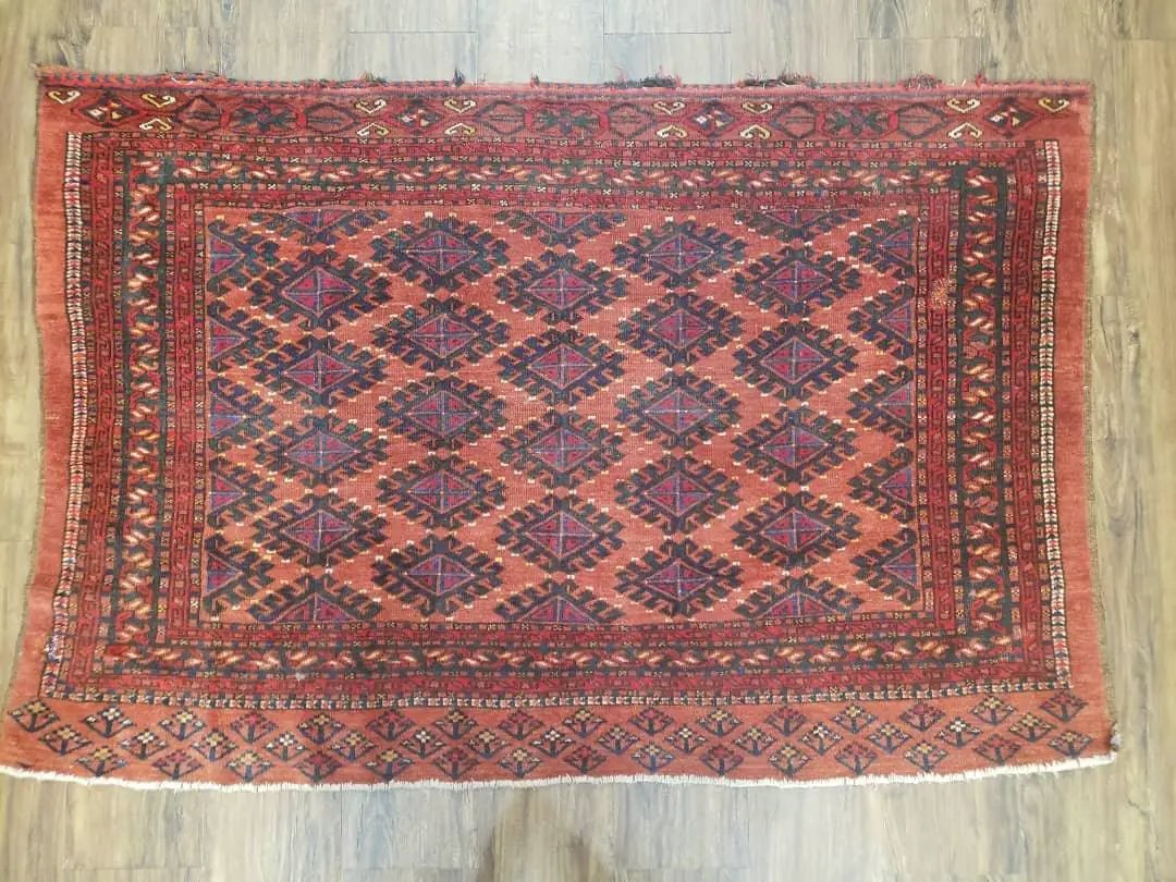 Antique Turkoman Rug 3'4" x 5', Collecticble Yamud Oriental Rug, Seat Pillow Cushion Cover, Tribal Mat, Wool Red Hand-Knotted Mafresh Carpet by Jewel Rugs