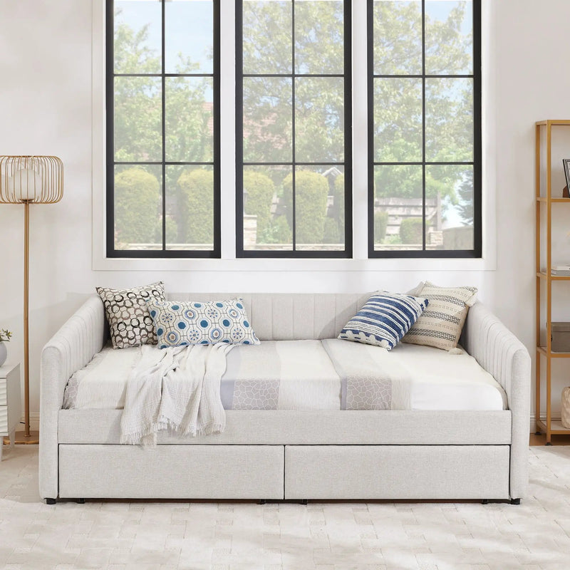 Upholstered Queen Daybed With 2 Drawers by Unique Piece Furniture