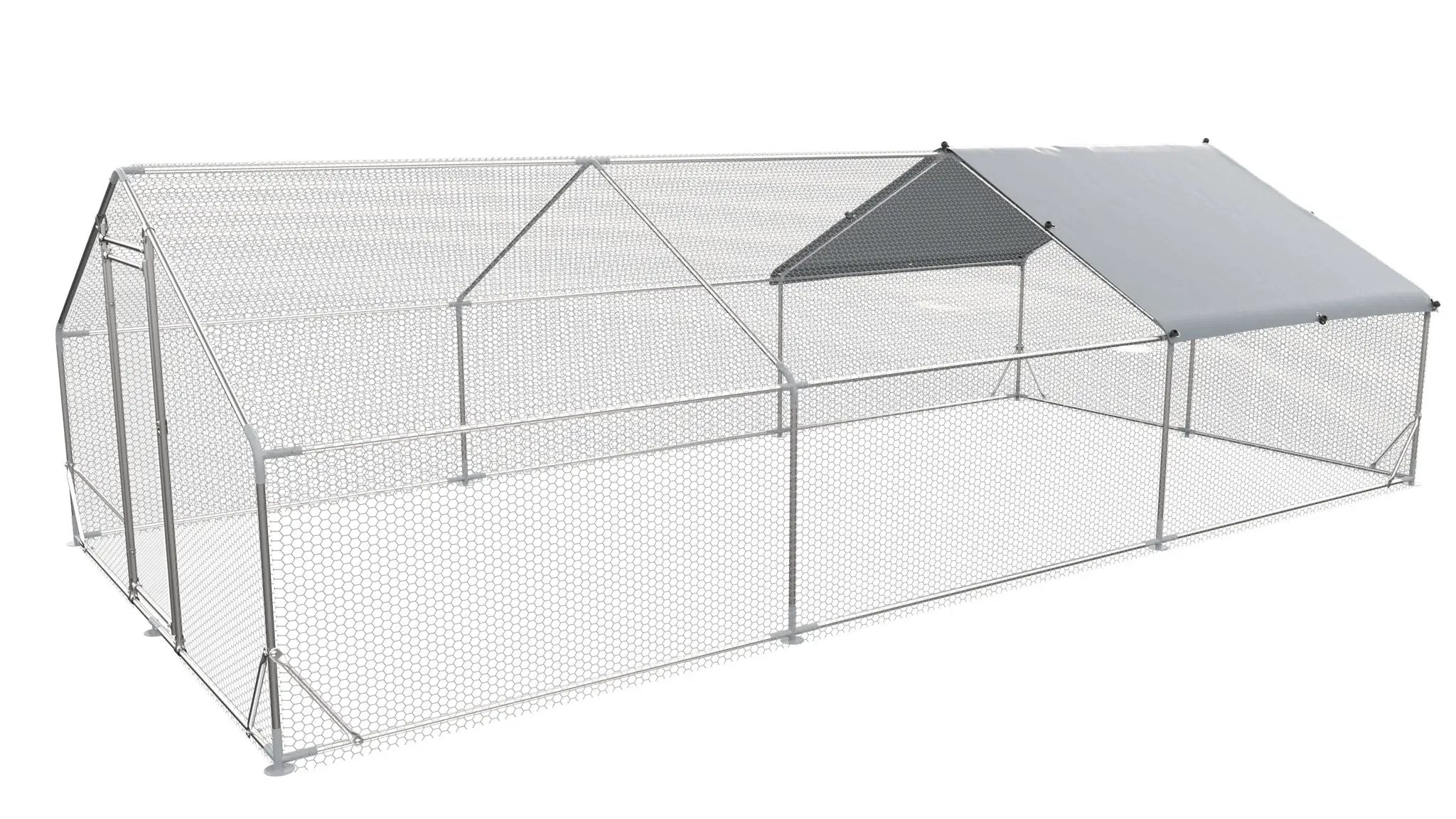 Large Metal Chicken Coop, Walk In Poultry Cage Hen Run House Rabbits Habitat Cage Spire Shaped Coop With Waterproof And Anti Ultraviolet Cover by HouseOfZazla