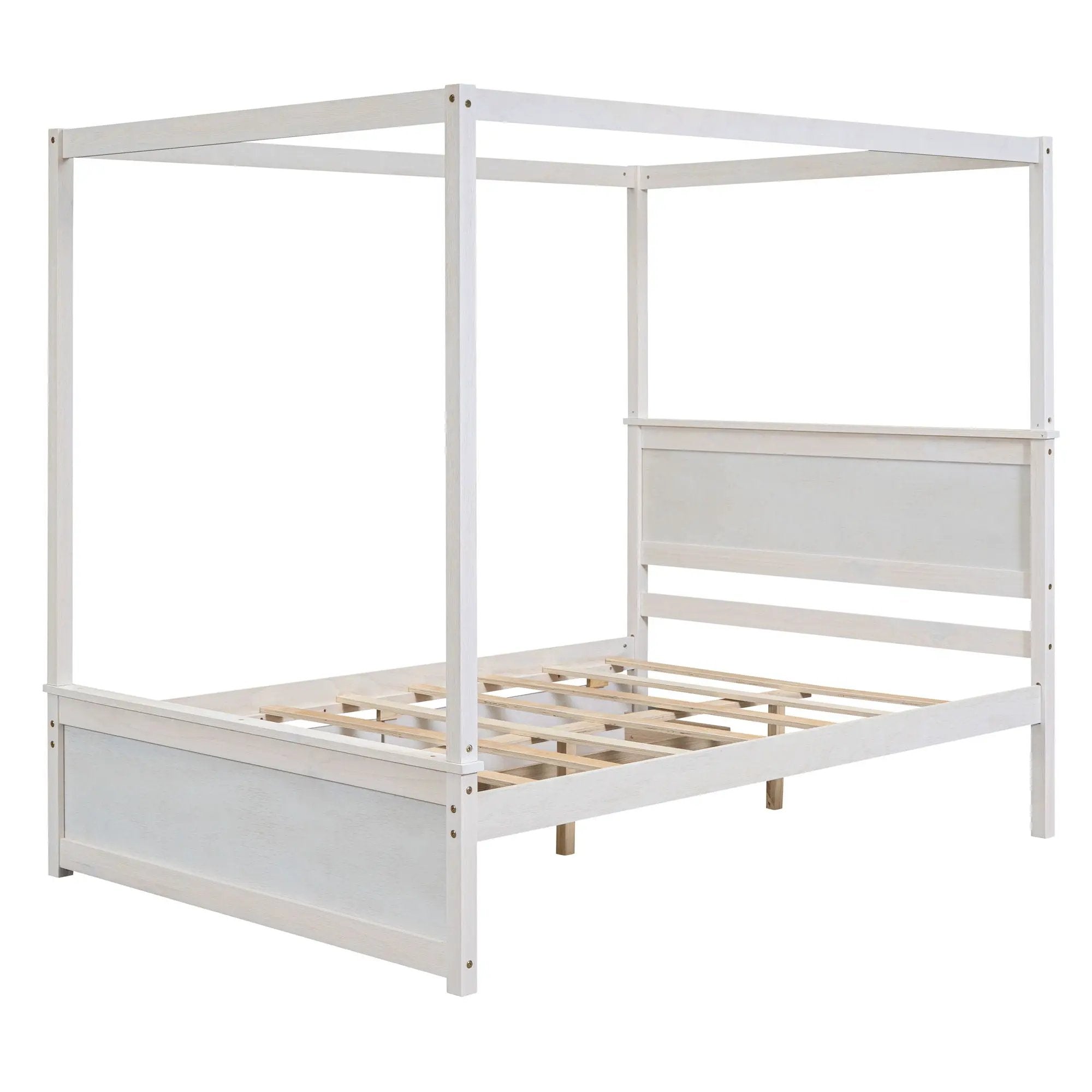 Canopy Platform Bed With Drawers, Support Slats, No Box Spring Needed by HouseOfZazla