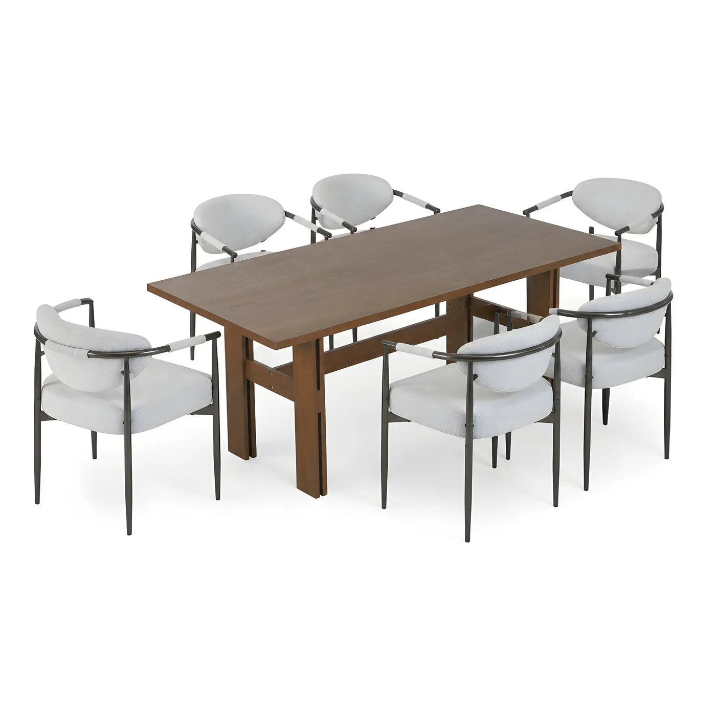 7 Pieces Modern Oval Dining Set, Rustic Farmhouse Solid Wood Kitchen Table Set for 6 by HouseOfZazla