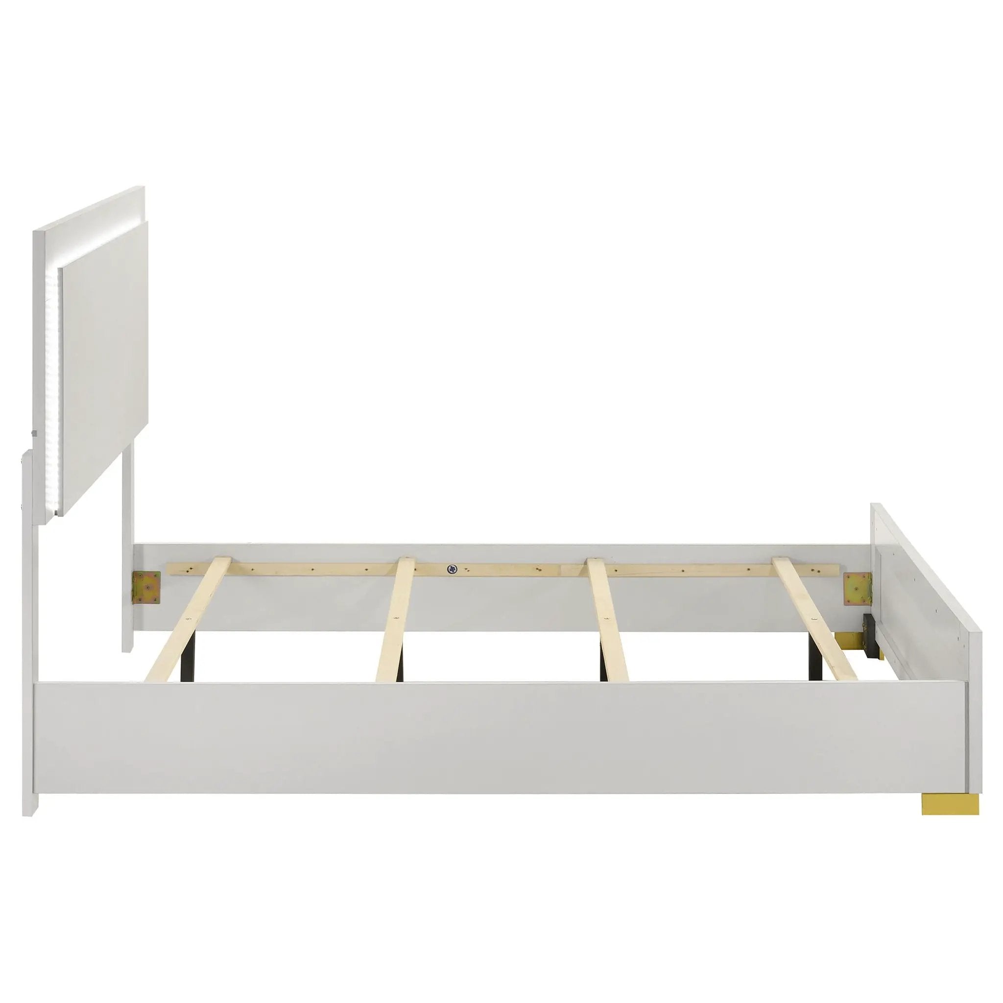 Marceline Wood Full LED Panel Bed White by Unique Piece Furniture