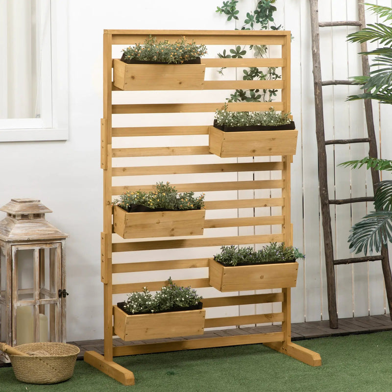 Outsunny Wooden Plant Trellis Stand with 5 Hanging Planter Boxes, photo 9 of 10