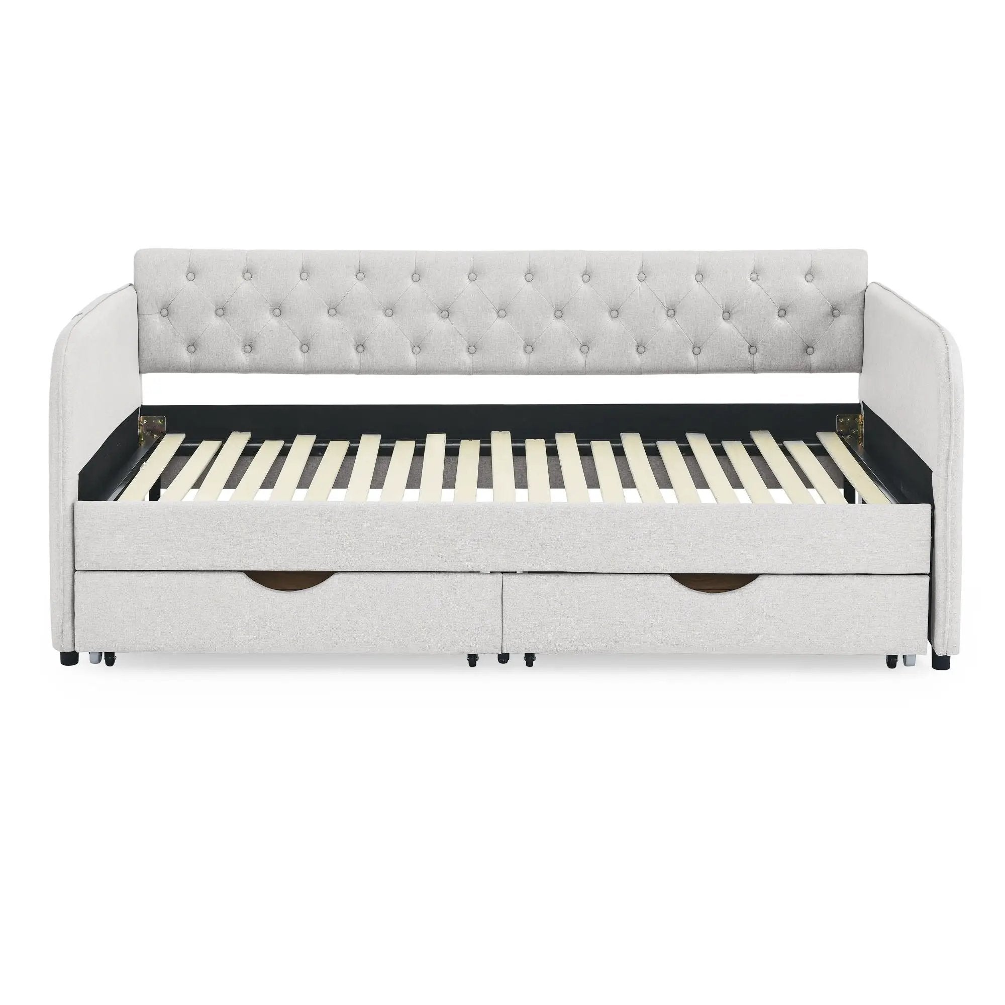 Daybed With Trundle And Storage Drawers, Flat Arms With Pocket by Unique Piece Furniture