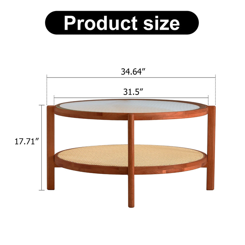 Modern Style Circular Double Layer Tea Table With Rattan Weave by HouseOfZazla