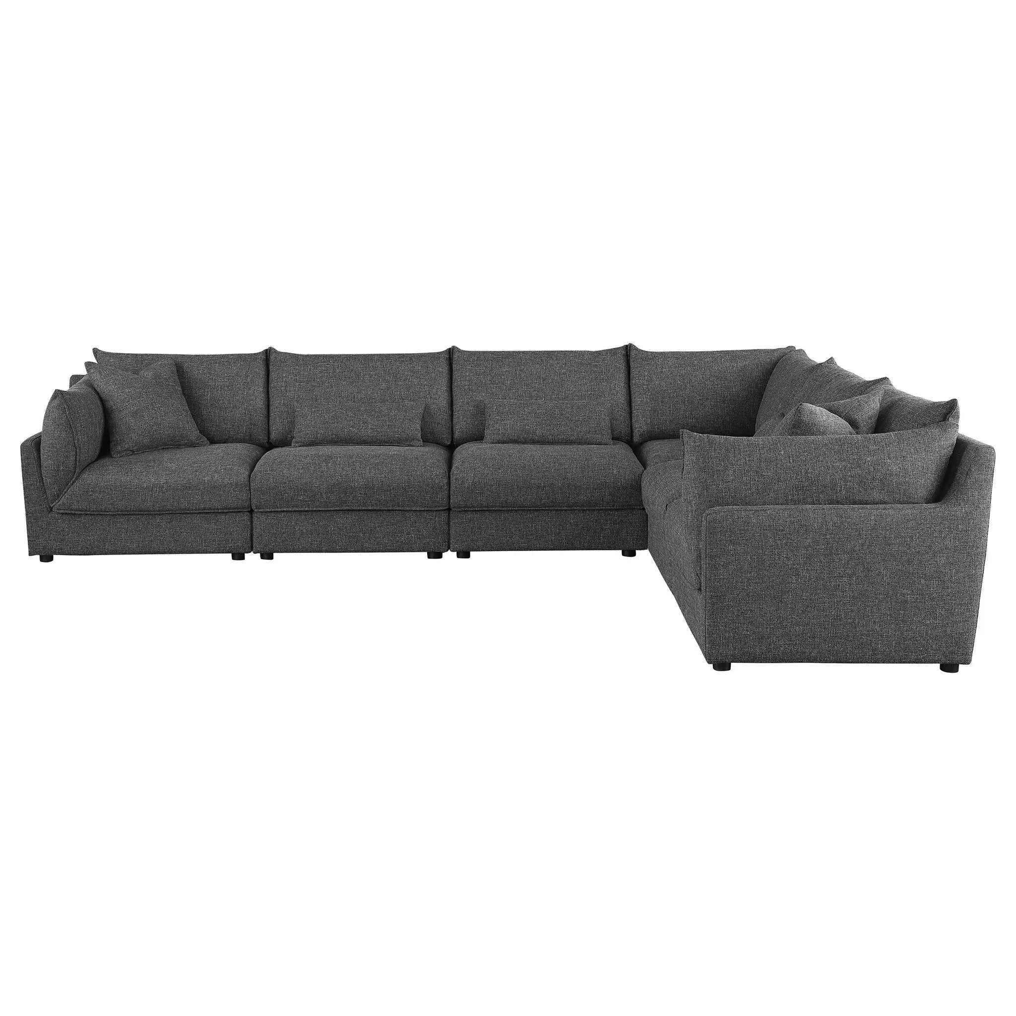 Sasha 6-Piece Upholstered Modular Sectional Barely Black by Unique Piece Furniture