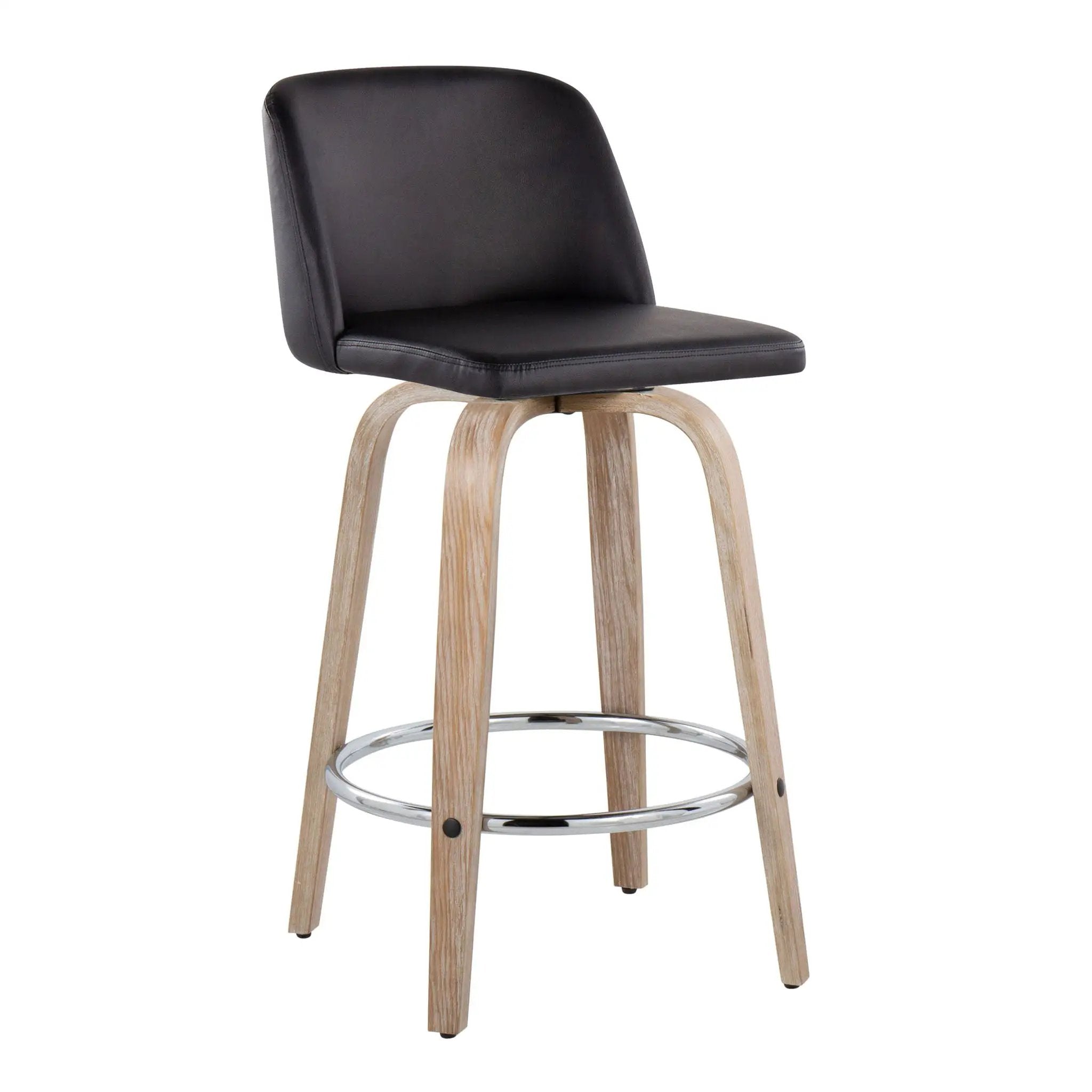 Toriano - Modern Design Fixed Height Counter Stool With Swivel With Round Footrest (Set of 2) by Unique Piece Furniture