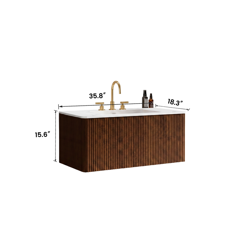 Etna 36" Striped Walnut Bathroom Vanity by HouseOfZazla