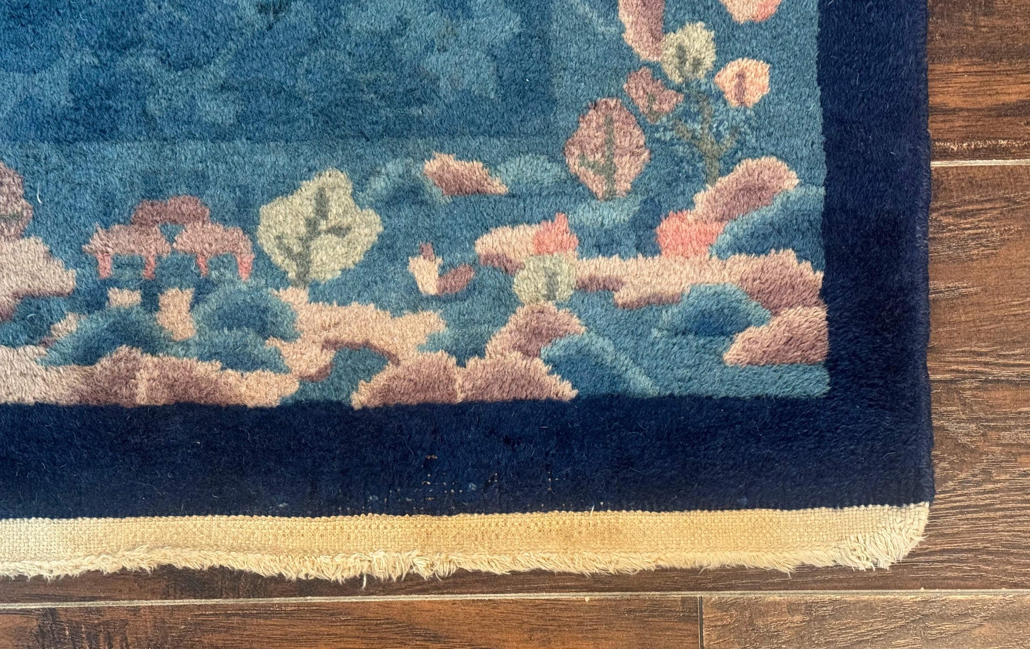 Blue Chinese Rug 2.6 x 4, Fete Rug, Peking Rug, Chinese Wool Rug, Art Deco Carpet by Jewel Rugs
