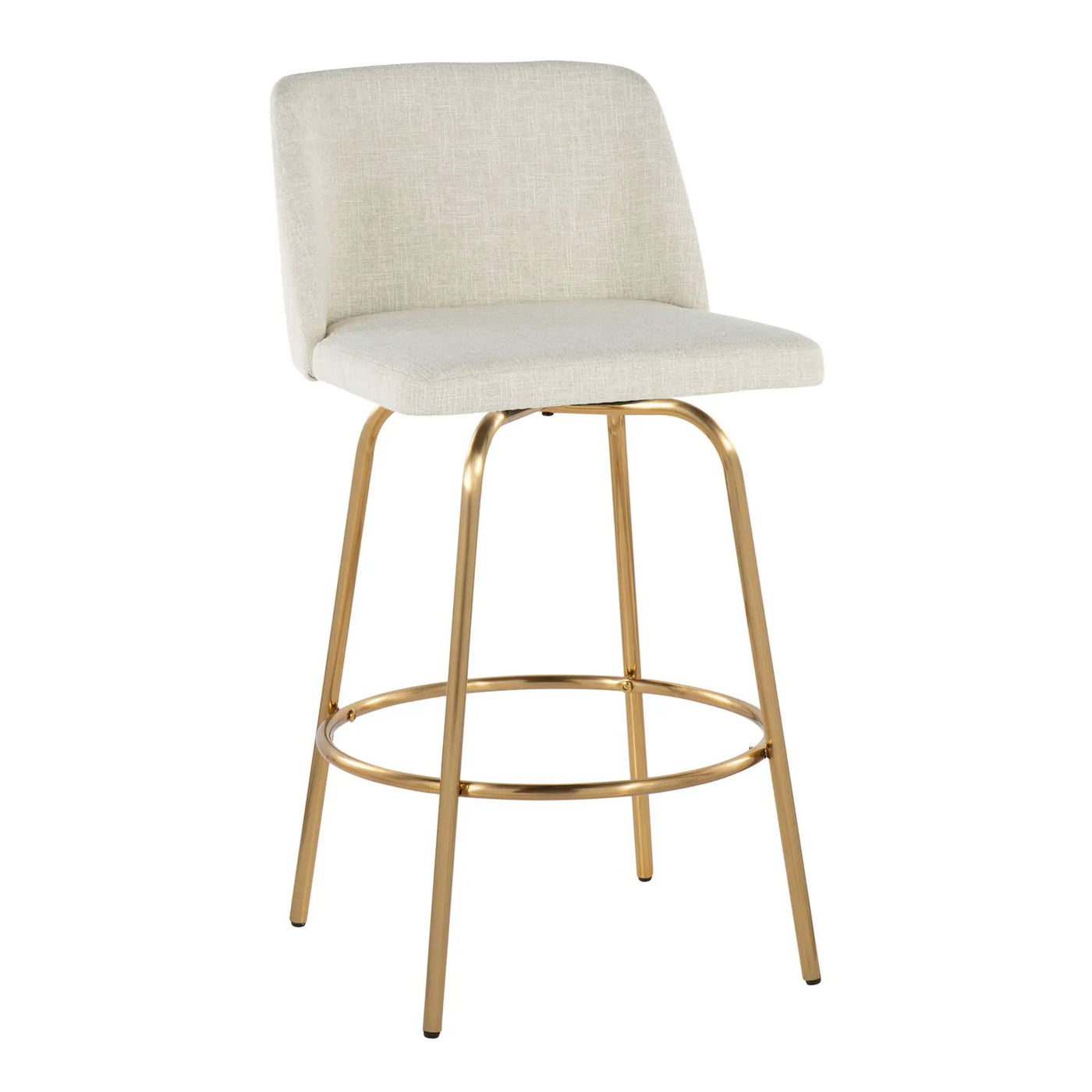 Toriano - Contemporary, Fixed Height Counter Stool With Swivel With Round Footrest (Set of 2) by HouseOfZazla
