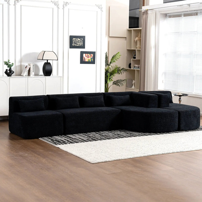 Upholstered Sofa Free Combined Sofa Couch With 2 Chaise Lounge And Five Back Pillows For Living Room by HouseOfZazla
