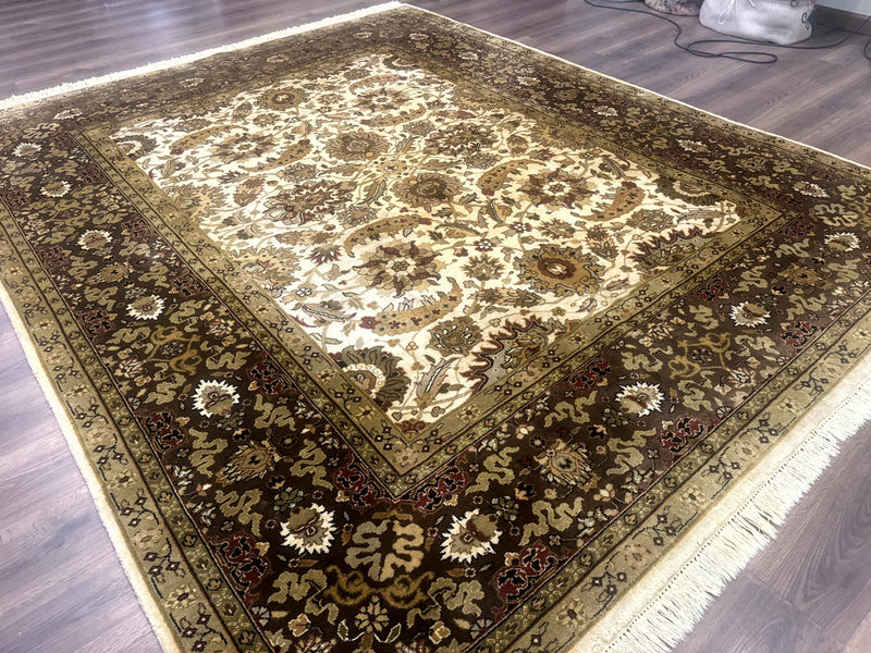 Indo Persian Mahal Rug 8x10, Floral Traditional Wool Oriental Carpet by Jewel Rugs