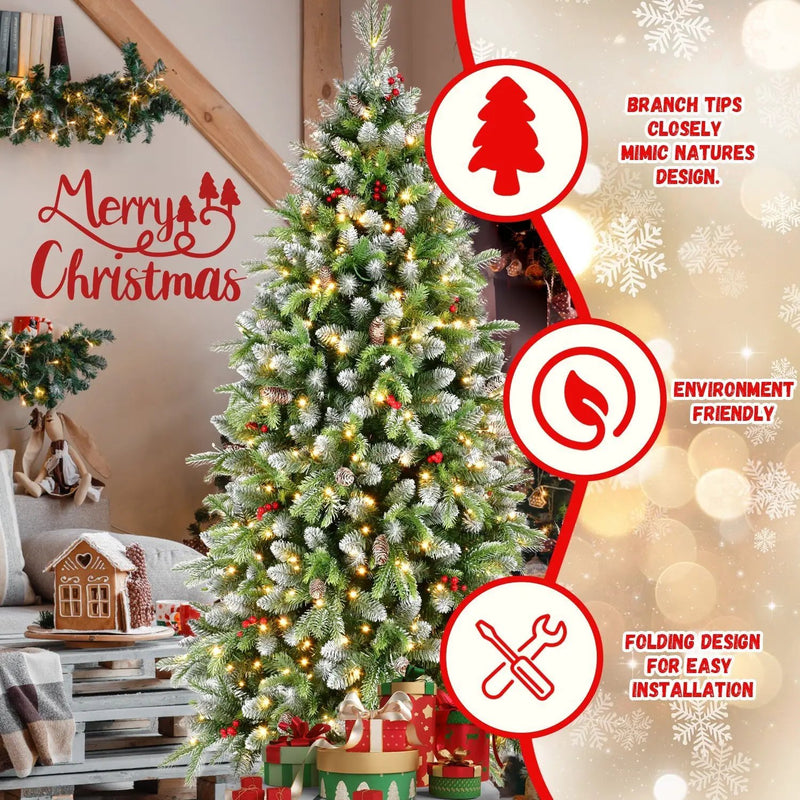 6ft Pre-Lit Artificial Christmas Tree with 380 Warm White LED Lights by HouseOfZazla