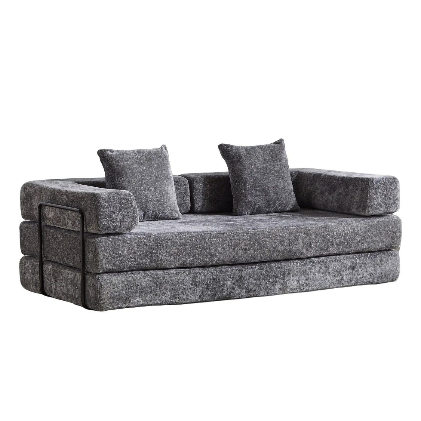 Convertible Floor Sofa Bed With Pillow Back Support Armrest by Unique Piece Furniture