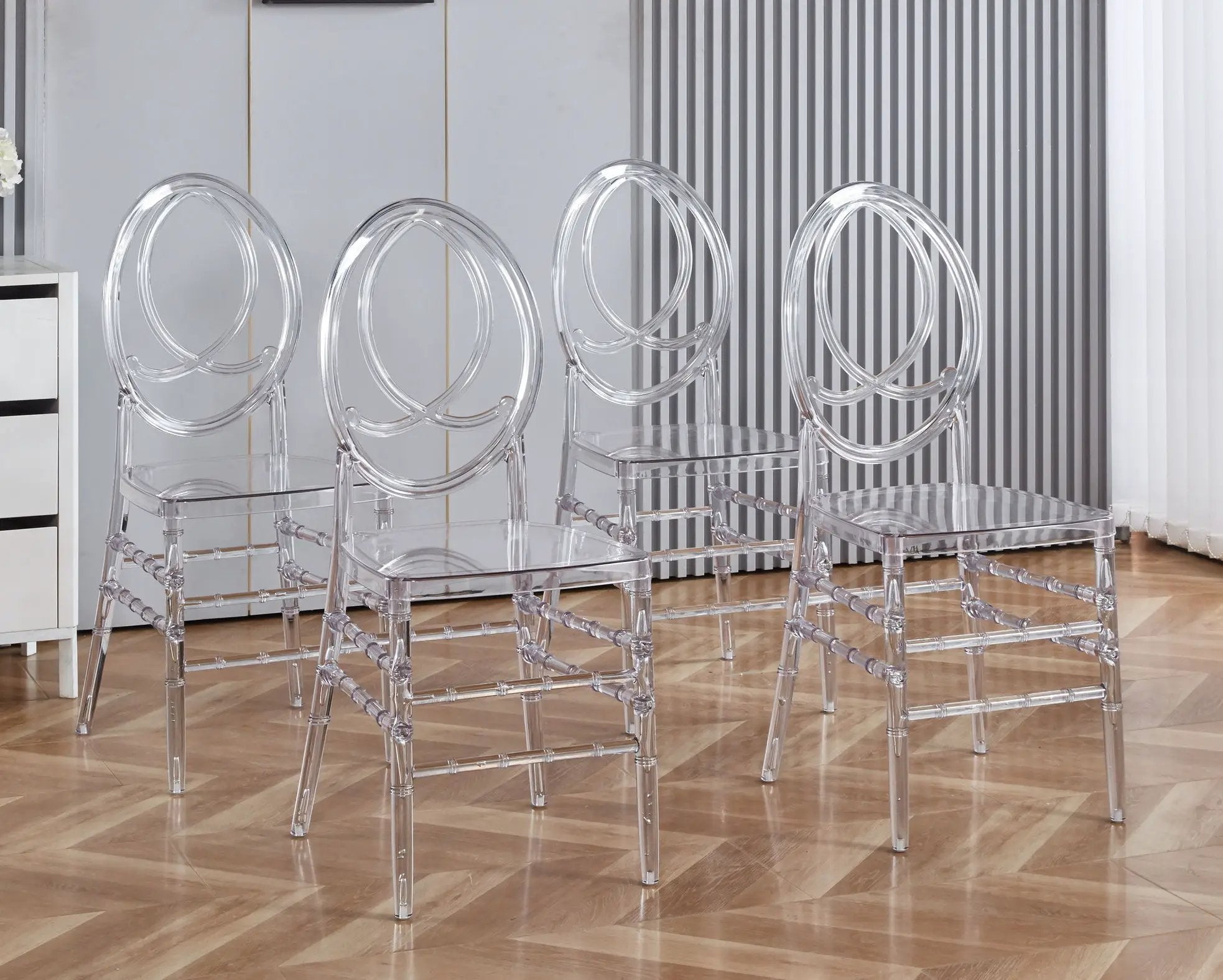 Dining Chair, Plastic Seat, Welding Chair (Set of 4) - Transparent by Unique Piece Furniture