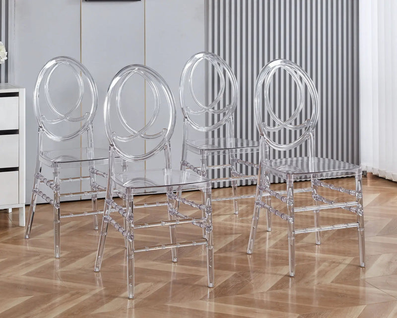 Dining Chair, Plastic Seat, Welding Chair (Set of 4) - Transparent by HouseOfZazla