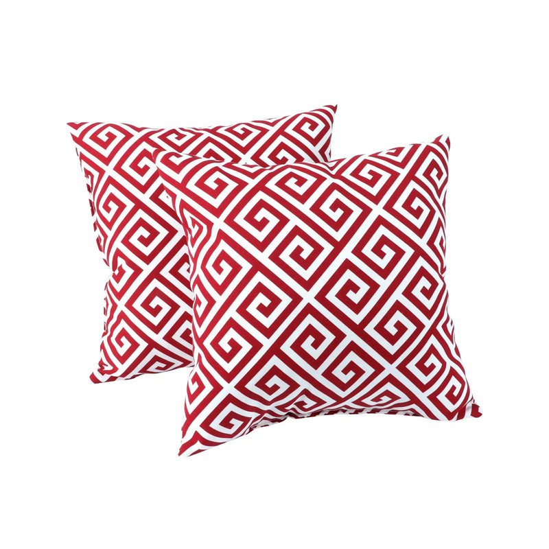 4 Pack Outdoor Pillow Covers - Red Greek Key by HouseOfZazla