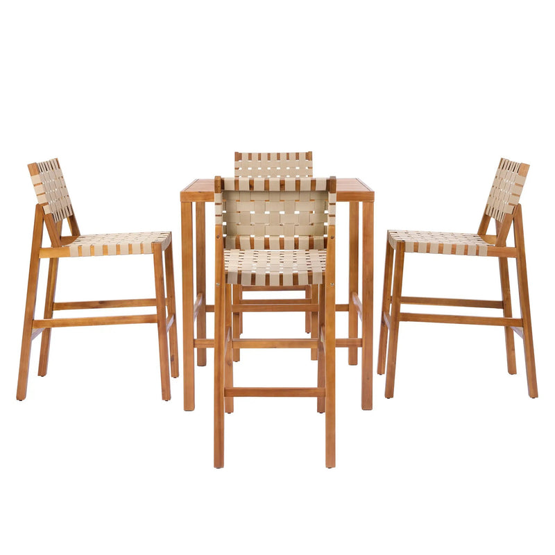 30.5 Inch Seat Height Outdoor Acacia Solid Wood Patio Furniture Set by HouseOfZazla