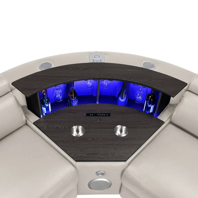 Nova - Sectional With Bluetooth Speaker, LED And Lifting Wine Cabinet by HouseOfZazla