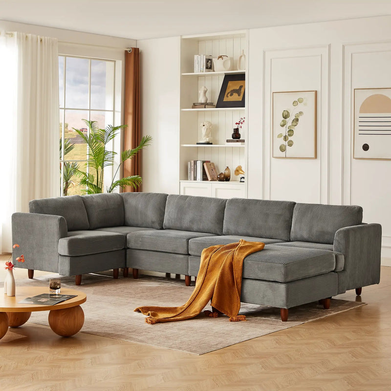 Modern Modular Sectional Couch, 6 Seaters Sleeper Sofa by HouseOfZazla