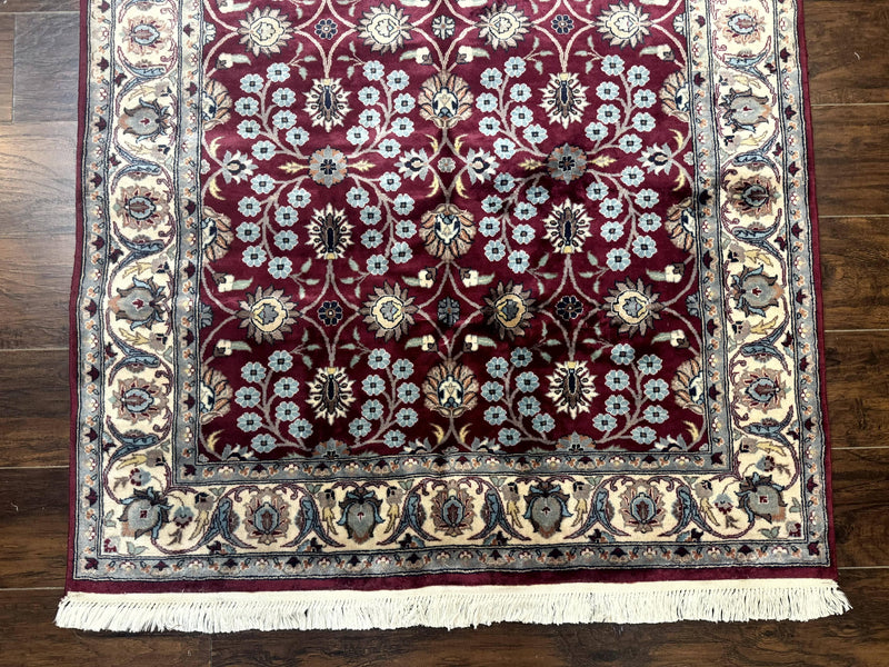 Pak Persian Rug 4x6, Floral Allover, Vintage Wool Carpet, Plum and Ivory by Jewel Rugs