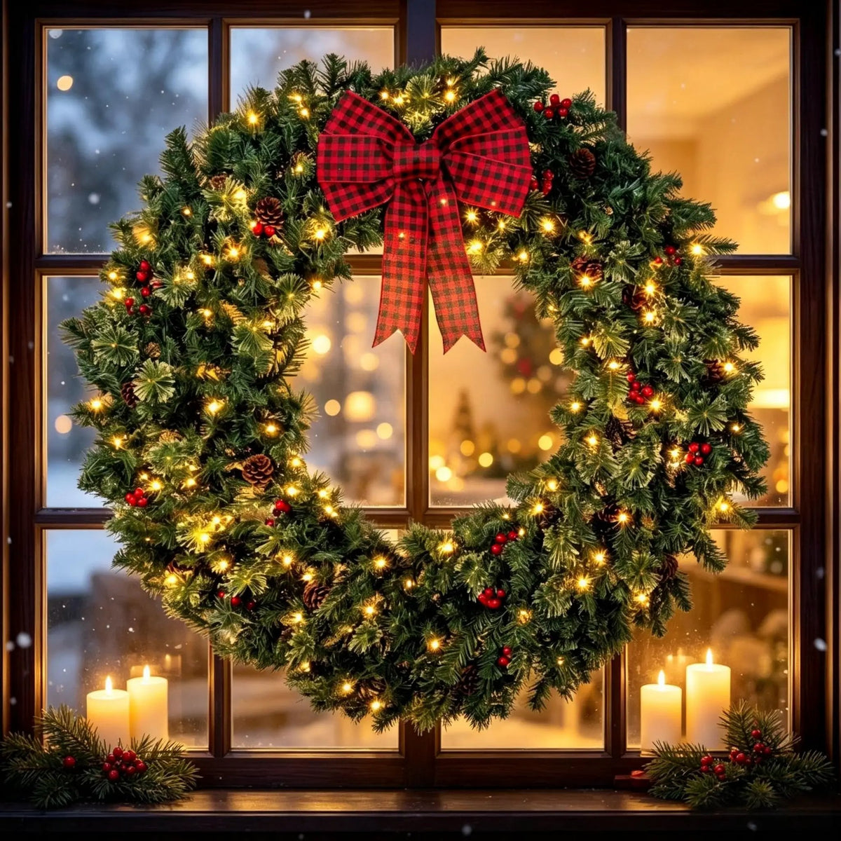 48 Inch Prelit Crestwood Spruce Christmas Wreath with Bow by HouseOfZazla