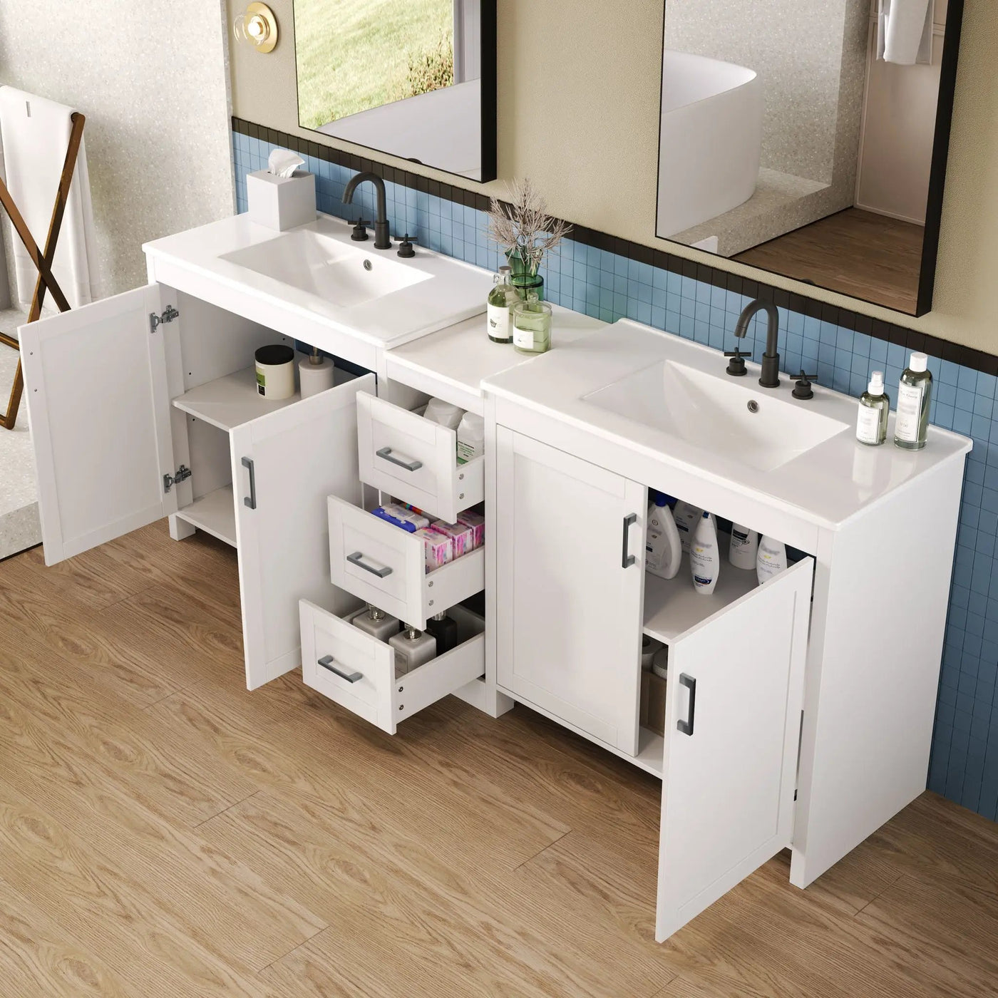 Double Sink Bathroom Vanity With Quartz Countertop by HouseOfZazla