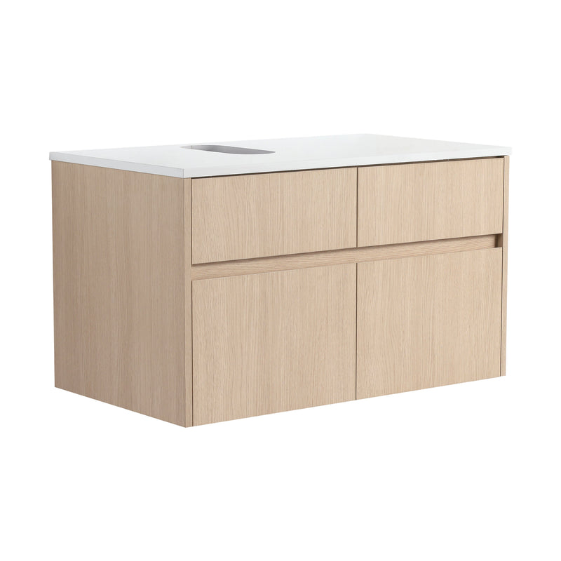 32-Inch Wall-Mounted Bathroom Vanity with 2 Soft Close Doors and 1 Drawer by HouseOfZazla