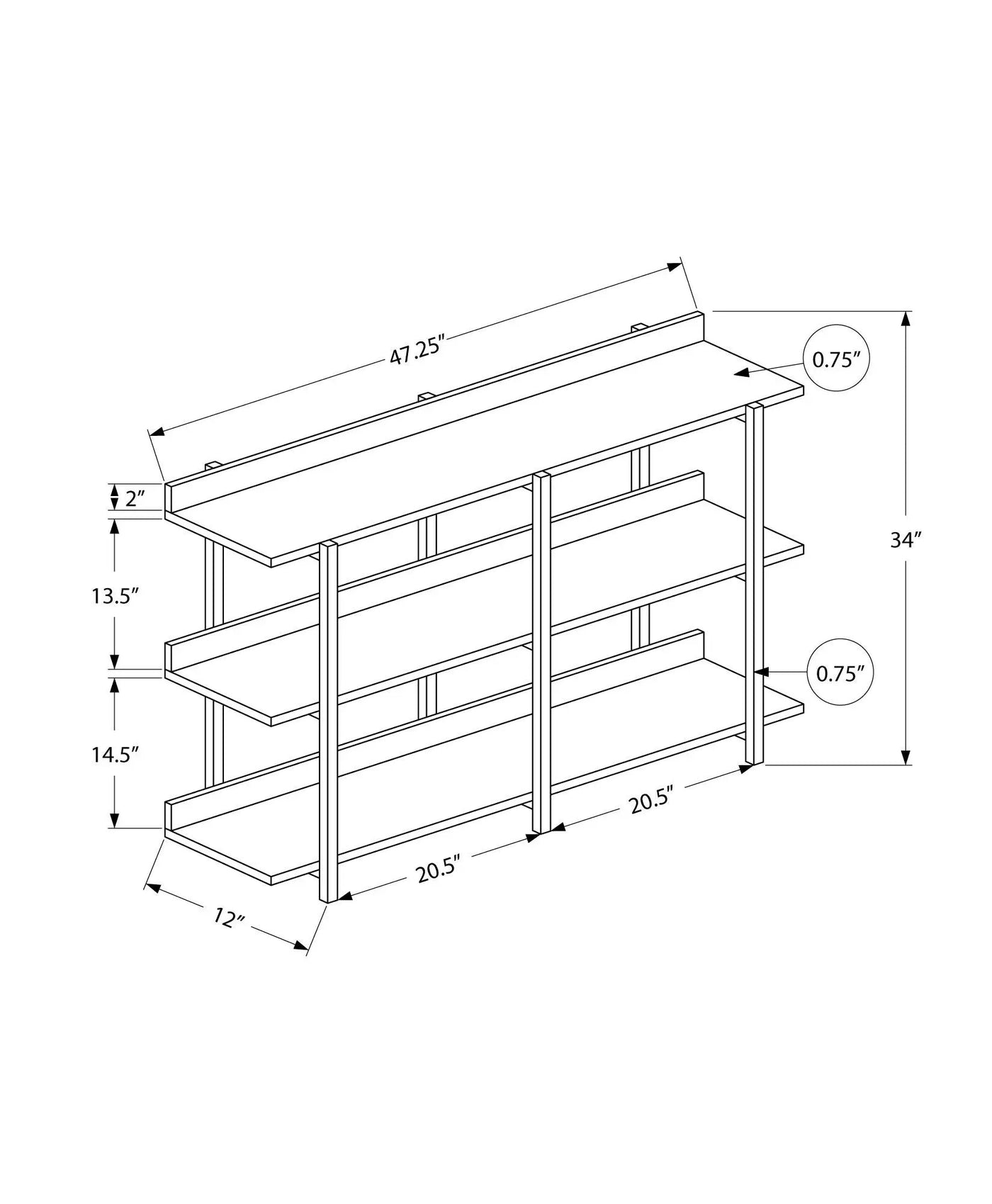 Accent Console Table For Entryway, 3 Tier Design by Unique Piece Furniture