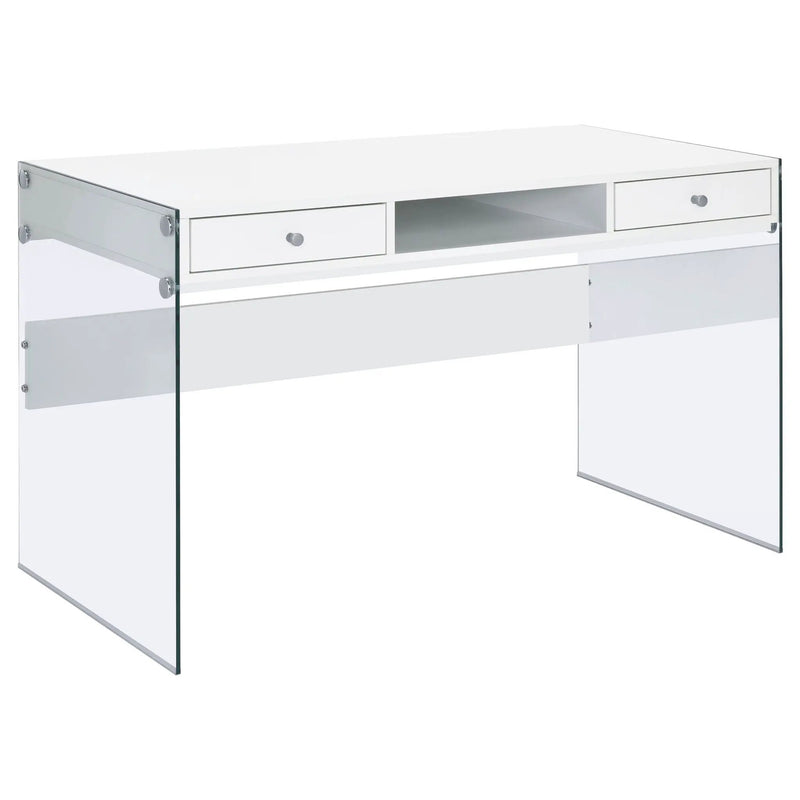 Dobrev 48-inch 2-drawer Writing Desk White High Gloss by Unique Piece Furniture