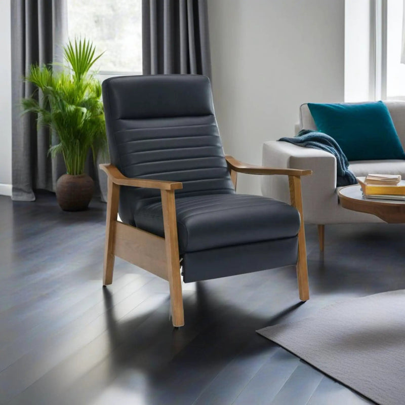 Asher - Modern Push Back Recliner With Wood Arms by Unique Piece Furniture