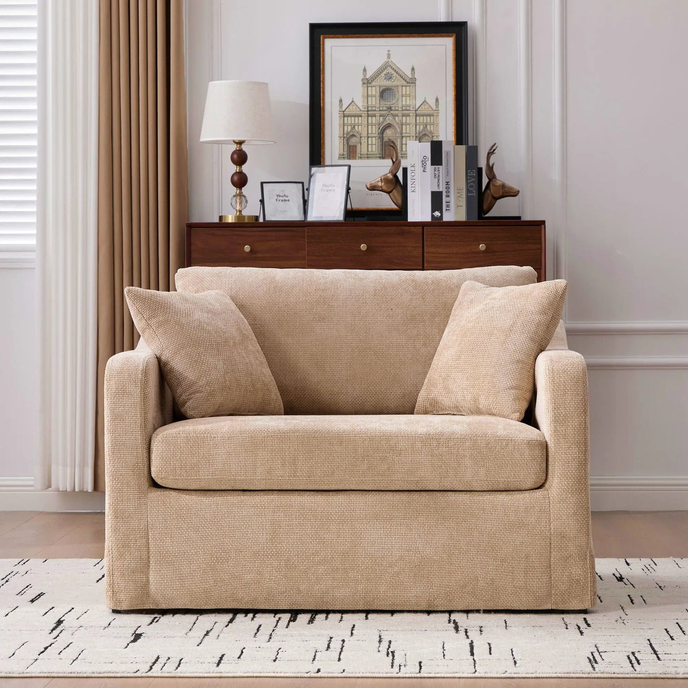 Farmhouse Accent Chair With 2 Bolster Pillows by HouseOfZazla