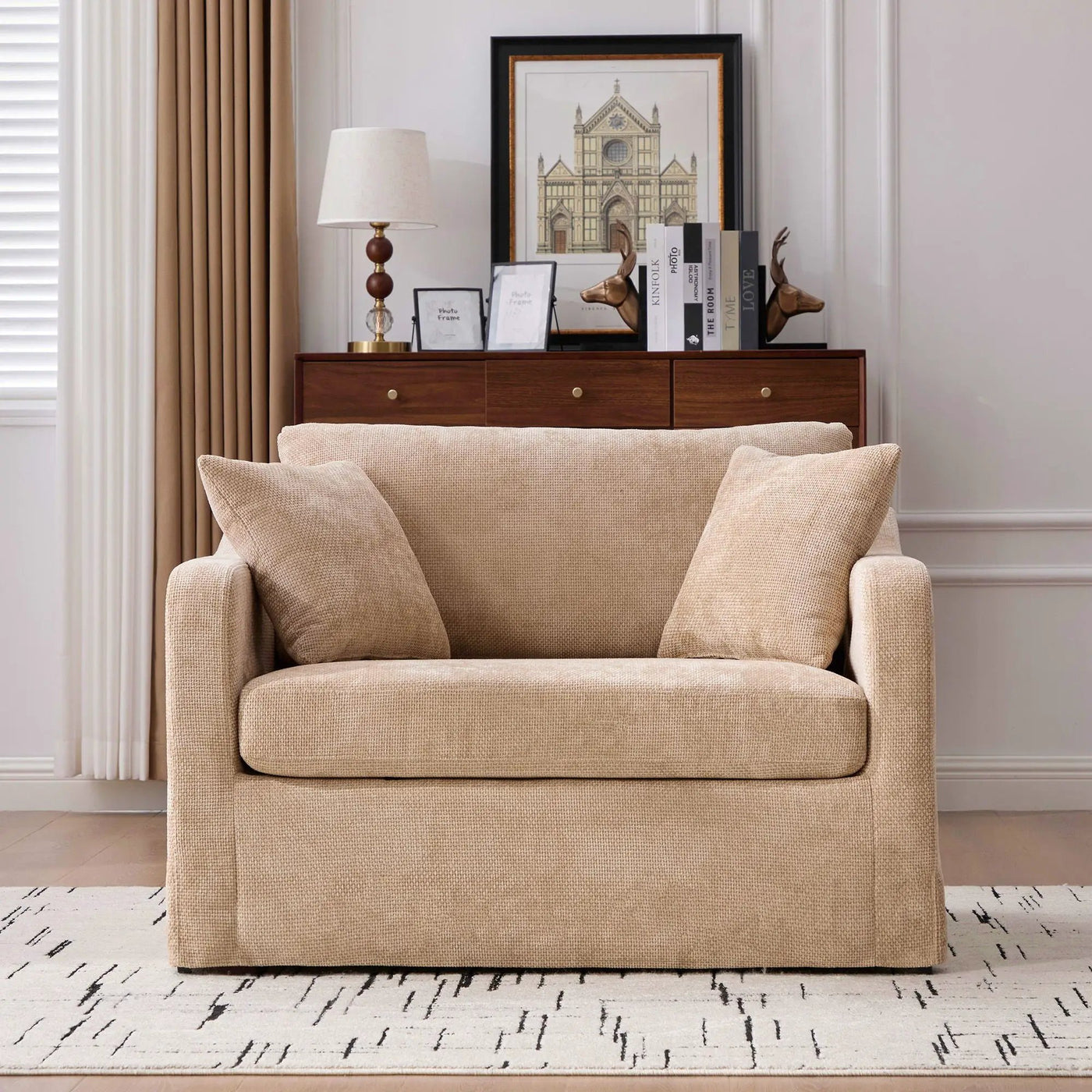 Farmhouse Accent Chair With 2 Bolster Pillows by Unique Piece Furniture
