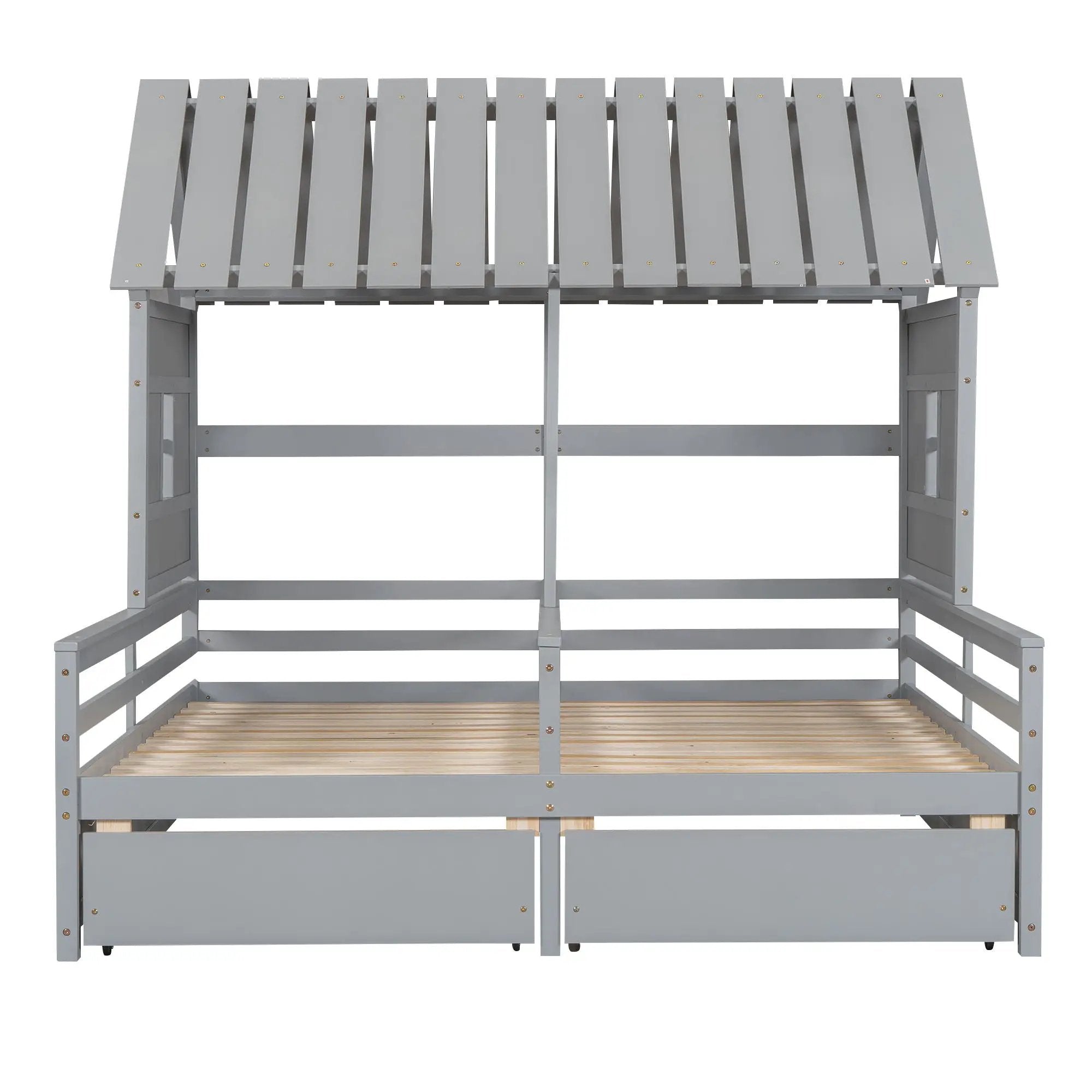 House Platform Beds With 2 Drawers, Side By Side Design by HouseOfZazla