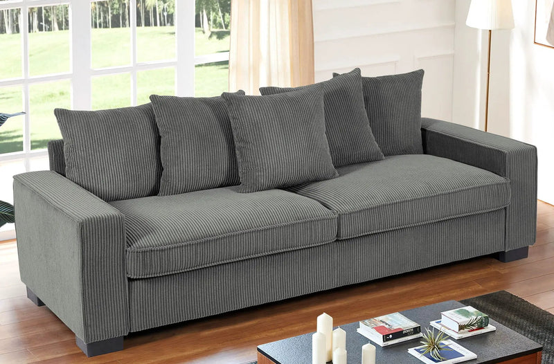 Luxe Sofa With 5 Matching Toss Pillows, Sleek Design, Spacious And Comfortable 3 Seater Couch by Unique Piece Furniture