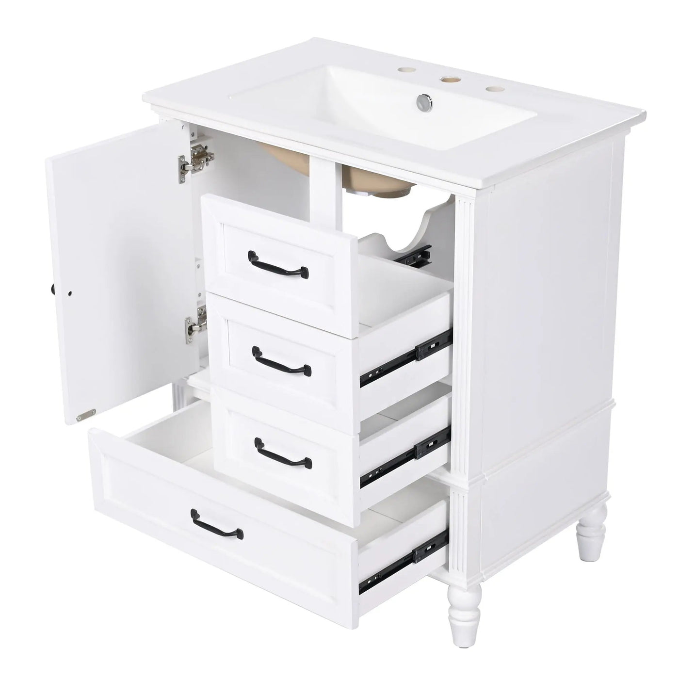 30" Bathroom Vanity With Sink, 3 Drawers, Adjustable Feet by HouseOfZazla