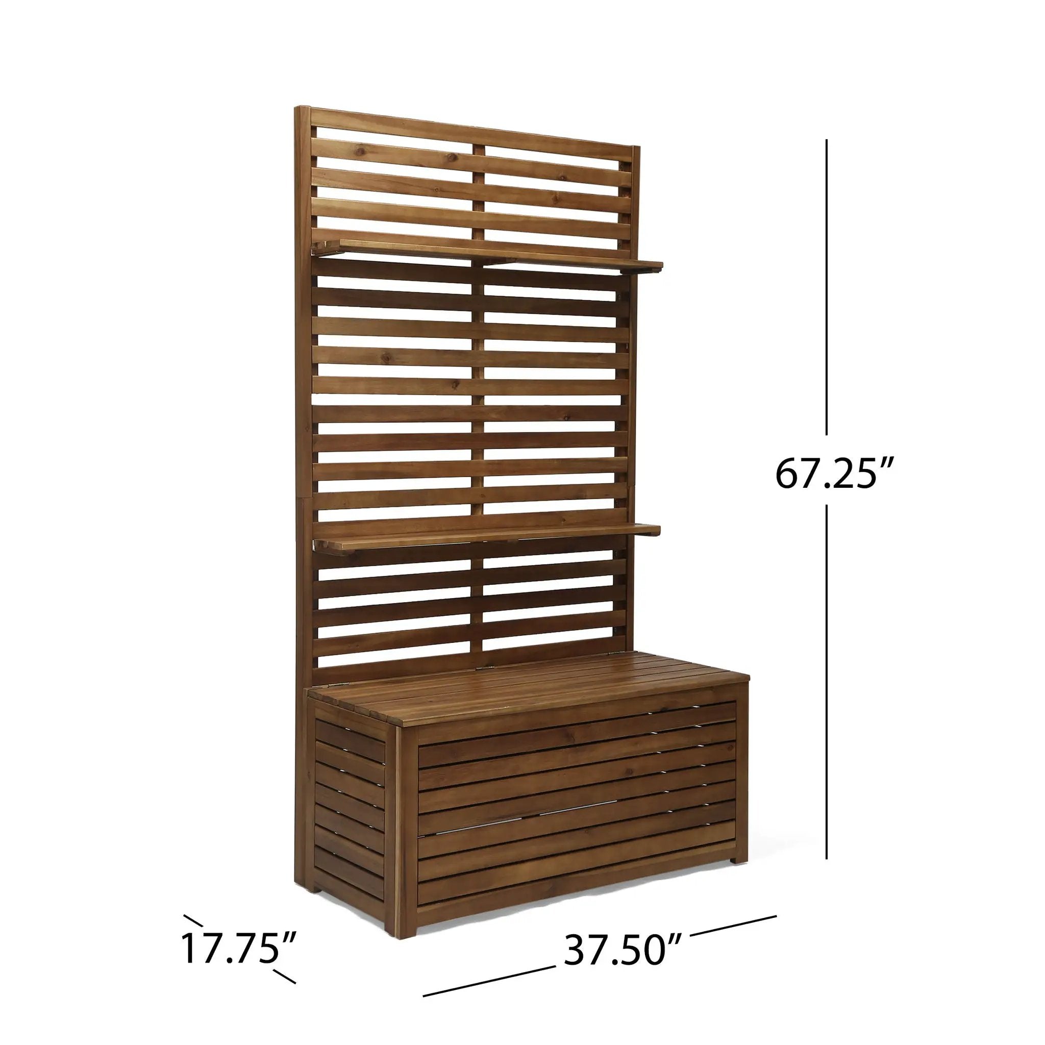 Storage Bench With Rack - Teak by HouseOfZazla