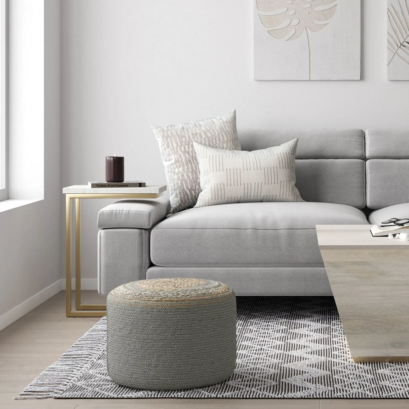 Serena - Handcrafted Round Braided Pouf by Unique Piece Furniture