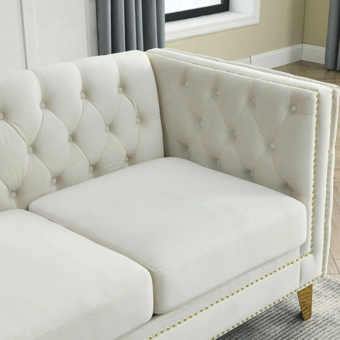 Upholstered Couch Sofa With Button Tufting For Living Room by HouseOfZazla