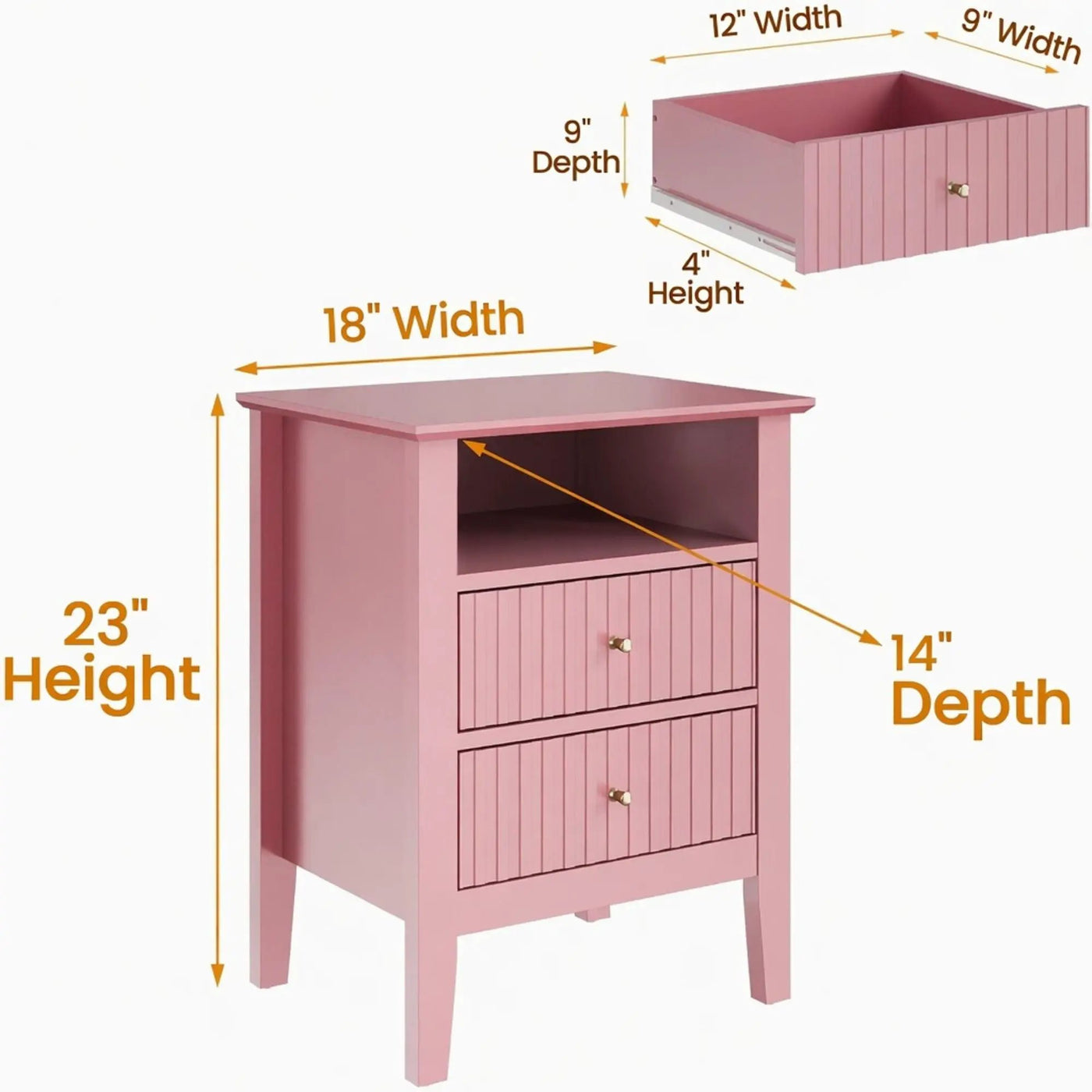 Fluted Nightstand With 2 Drawers by HouseOfZazla