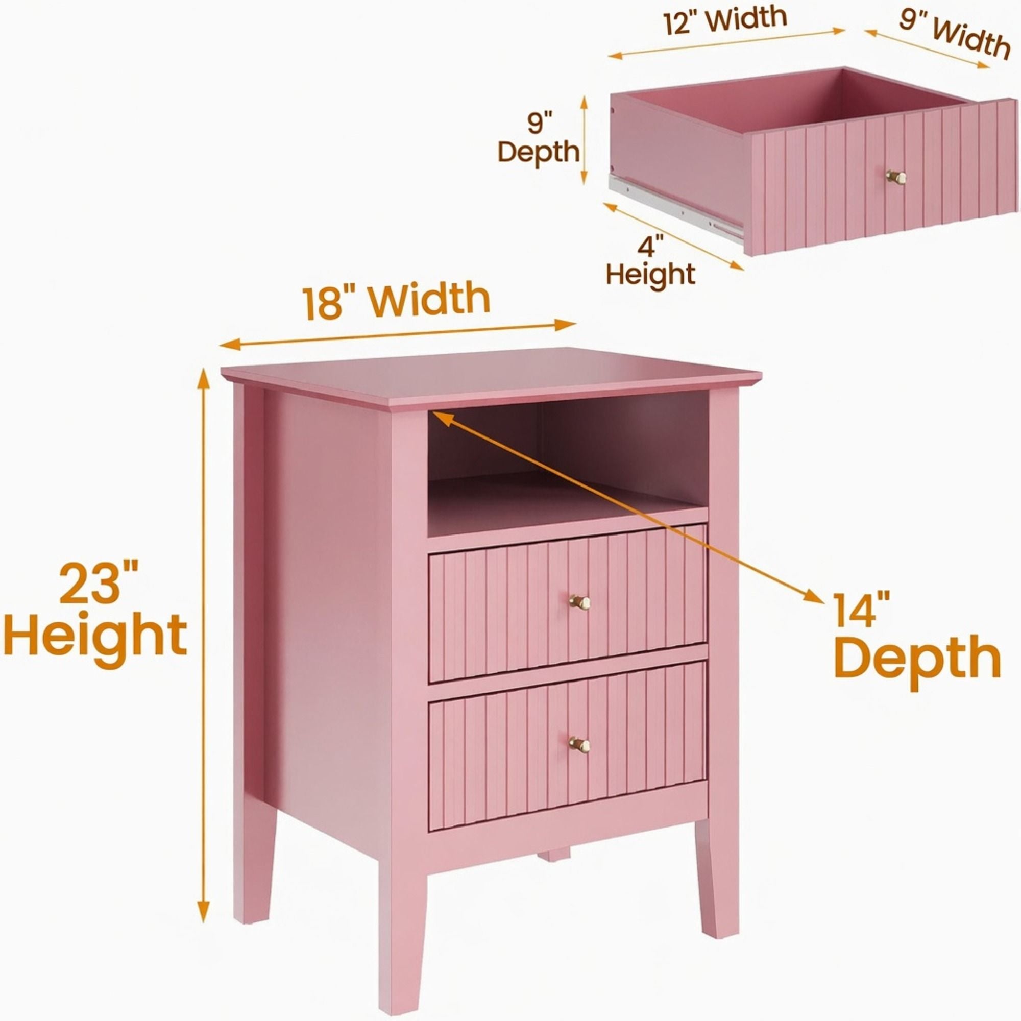 Fluted Nightstand With 2 Drawers by HouseOfZazla