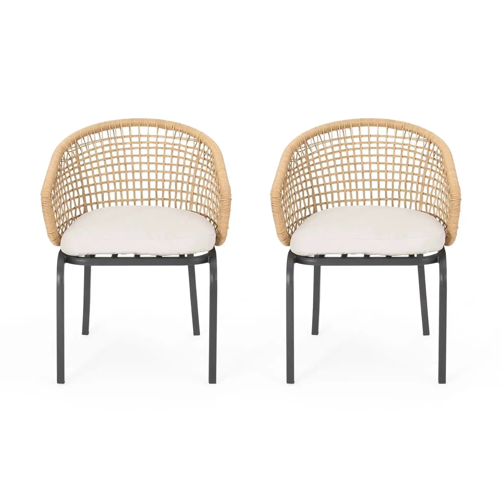 Outdoor Wicker Chair With Powder-Coated Iron Legs by HouseOfZazla