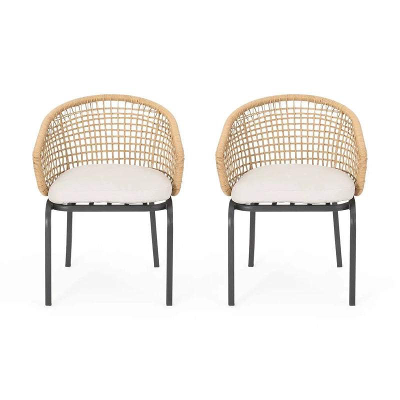 Outdoor Wicker Chair With Powder-Coated Iron Legs by HouseOfZazla